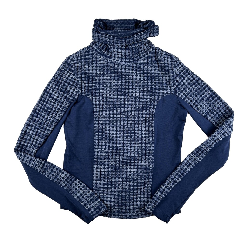 Nike Pro HyperWarm Shirt Womens XS Blue Turtleneck Thermal Running 933296-410